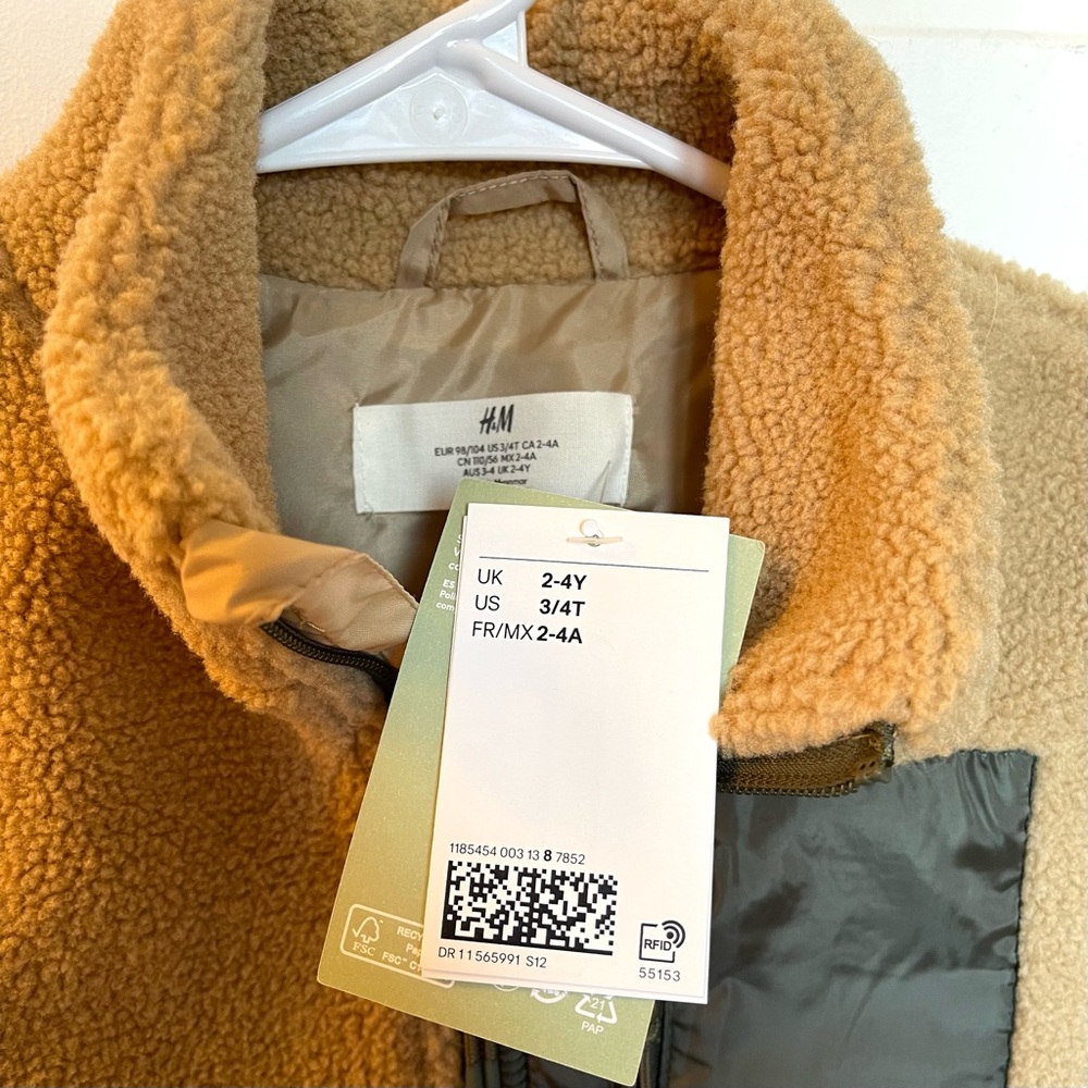 Kids Teddy Jacket Beige/Color-Block - Picture 5 of 9